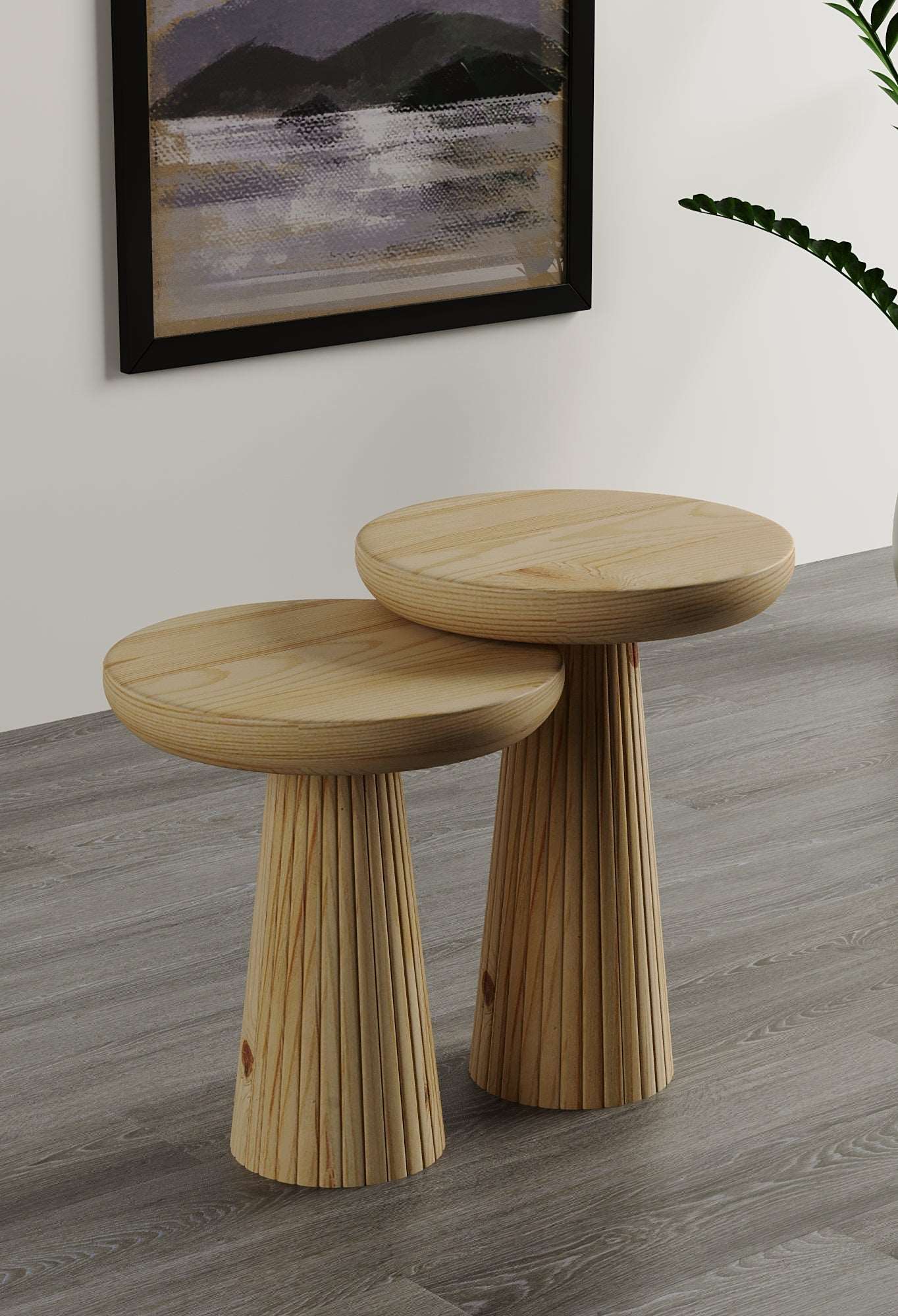Ottawa Raw Mushroom Round Nested & Side Table Small + Medium (2pcs)