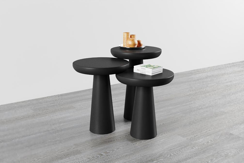 Vera Black Mushroom Round Nested & Side Table