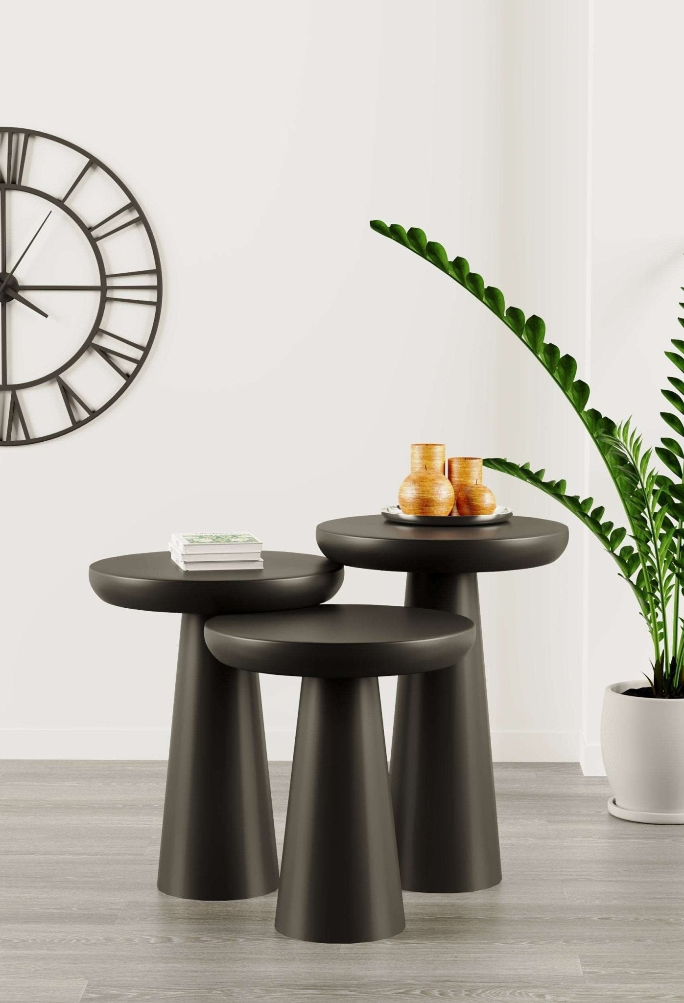 Vera Black Mushroom Round Nested & Side Table