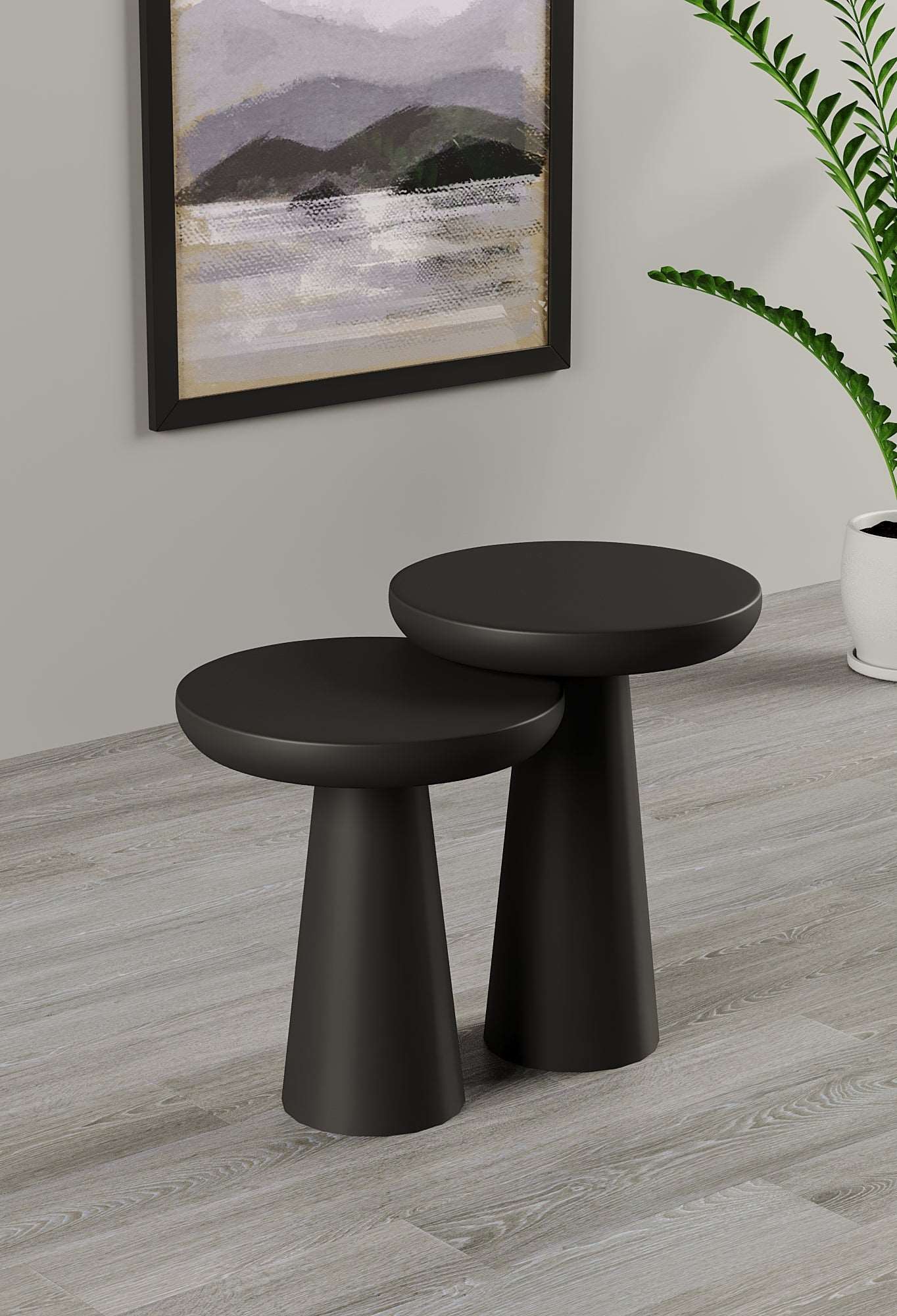 Vera Black Mushroom Round Nested & Side Table Small + Medium (2pcs)