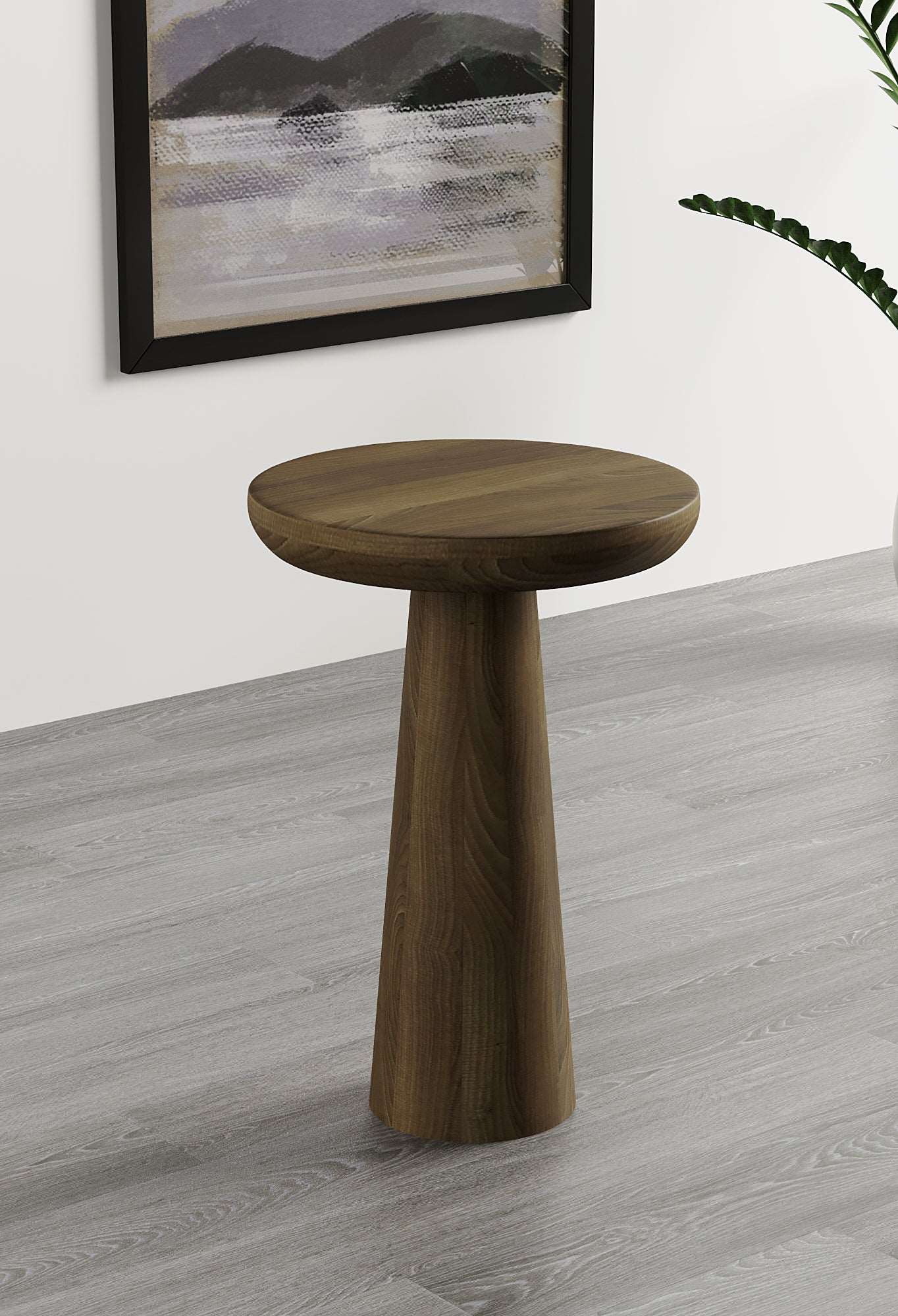 Vera Dark Walnut Mushroom Round Nested & Side Table Large