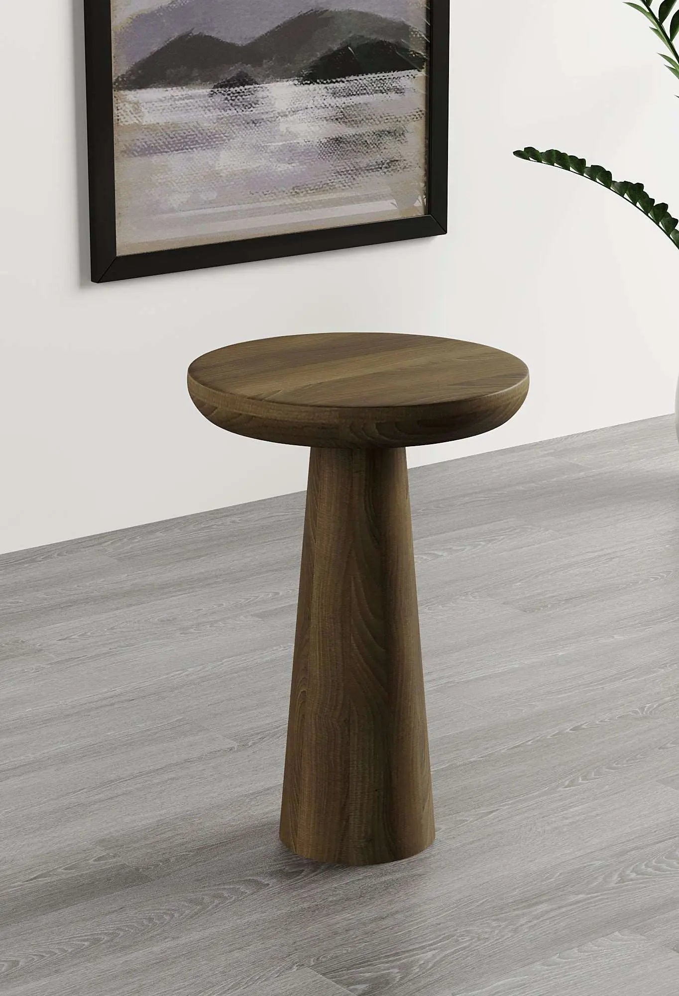 Vera Dark Walnut Mushroom Round Nested & Side Table Large
