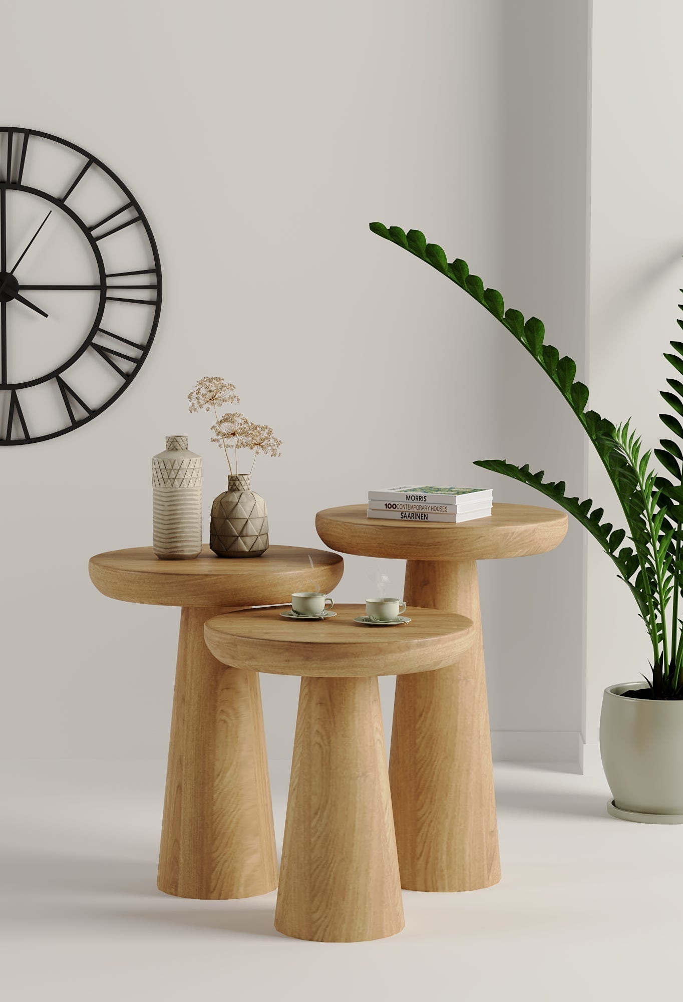 Vera Natural Mushroom Round Nested & Side Table