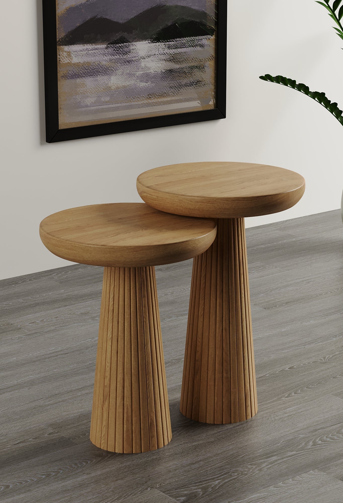 Ottawa Natural Mushroom Round Nested & Side Table Side Table Medium + Large (2pcs)