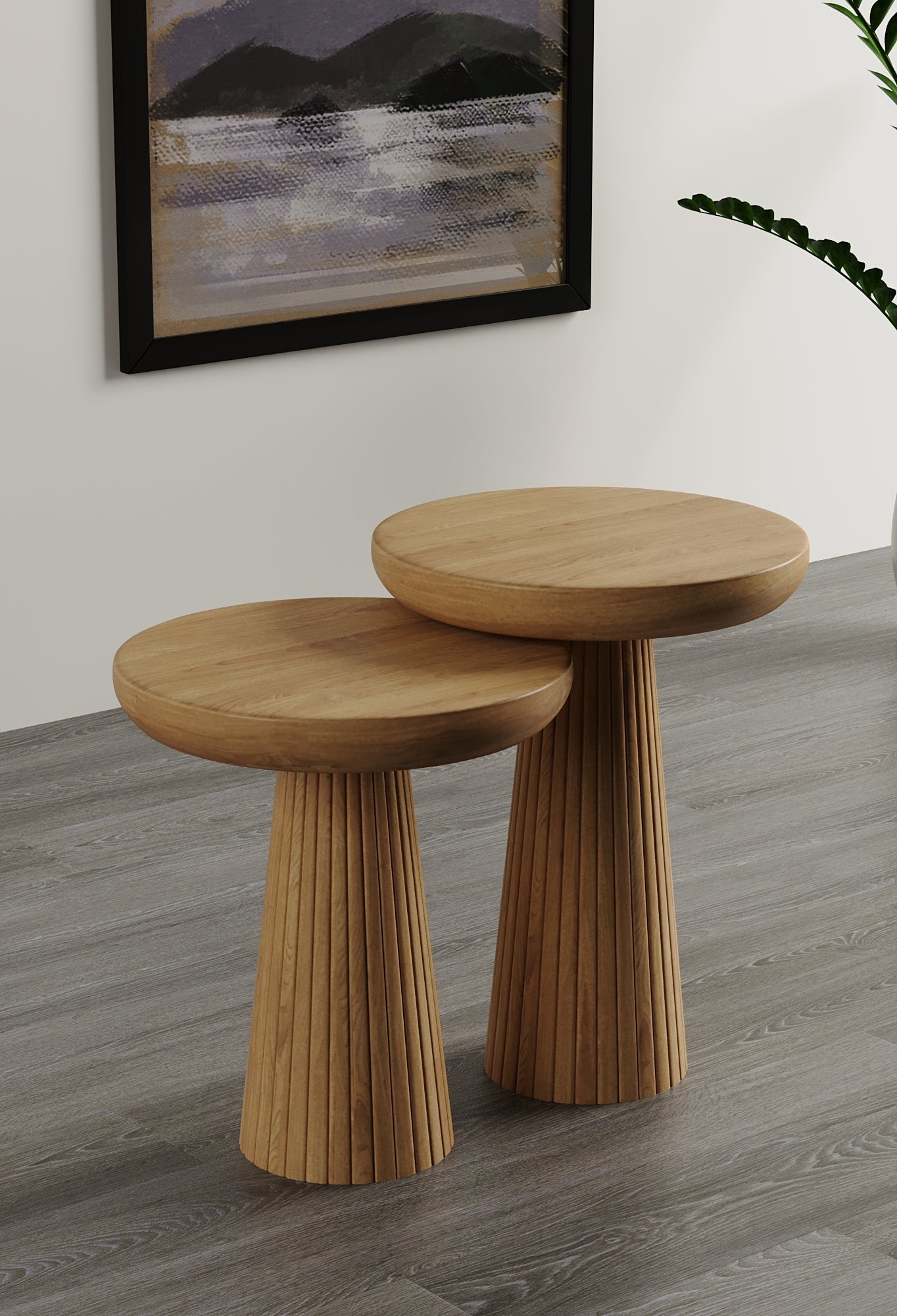 Ottawa Natural Mushroom Round Nested & Side Table Side Table Small + Medium (2pcs)