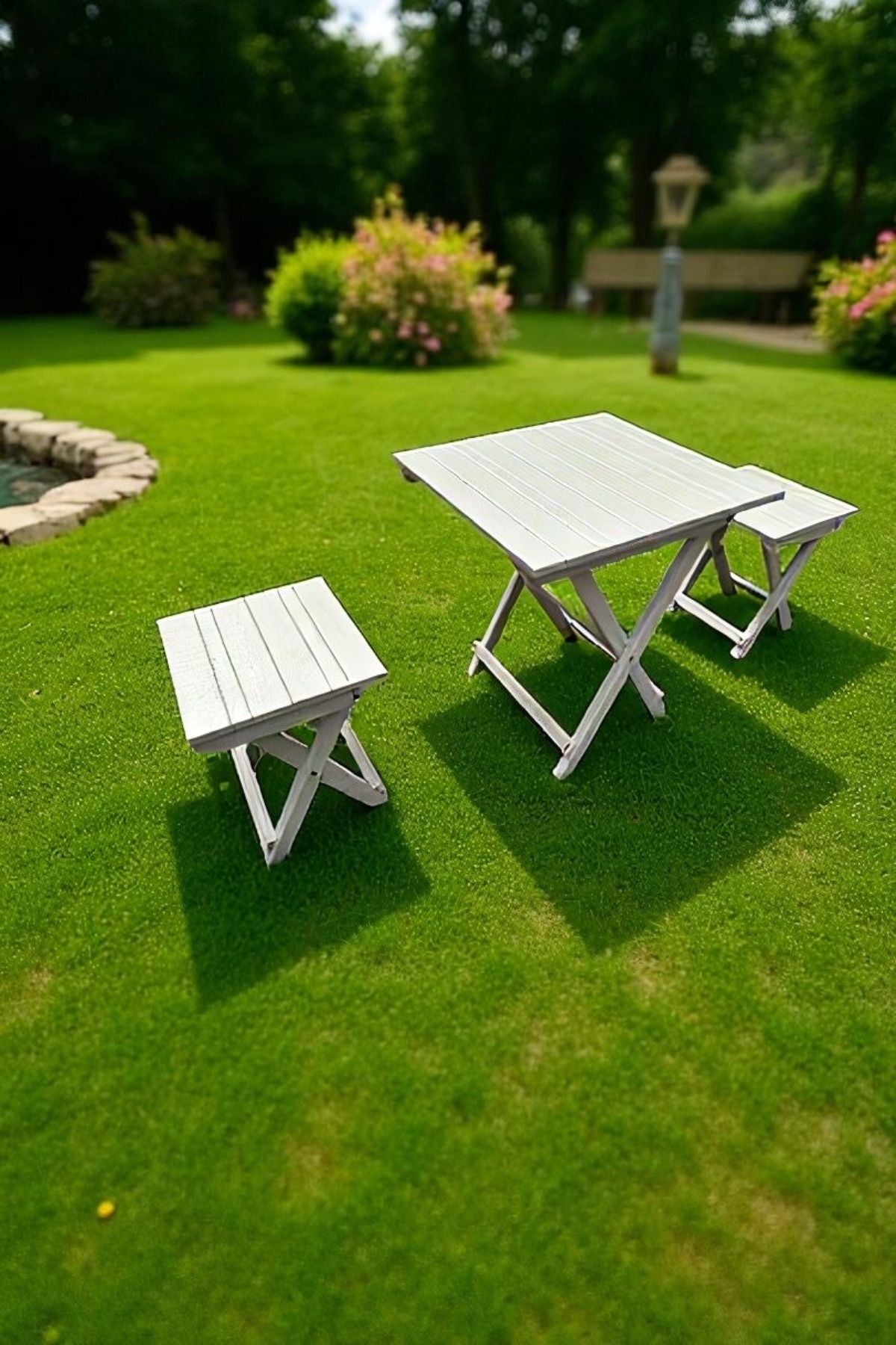 2+1 Folding Garden Set White