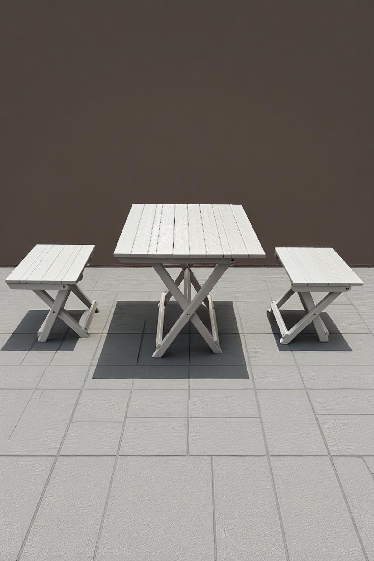 2+1 Folding Garden Set White