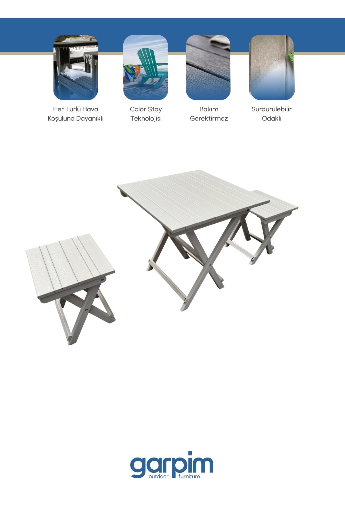 2+1 Folding Garden Set White