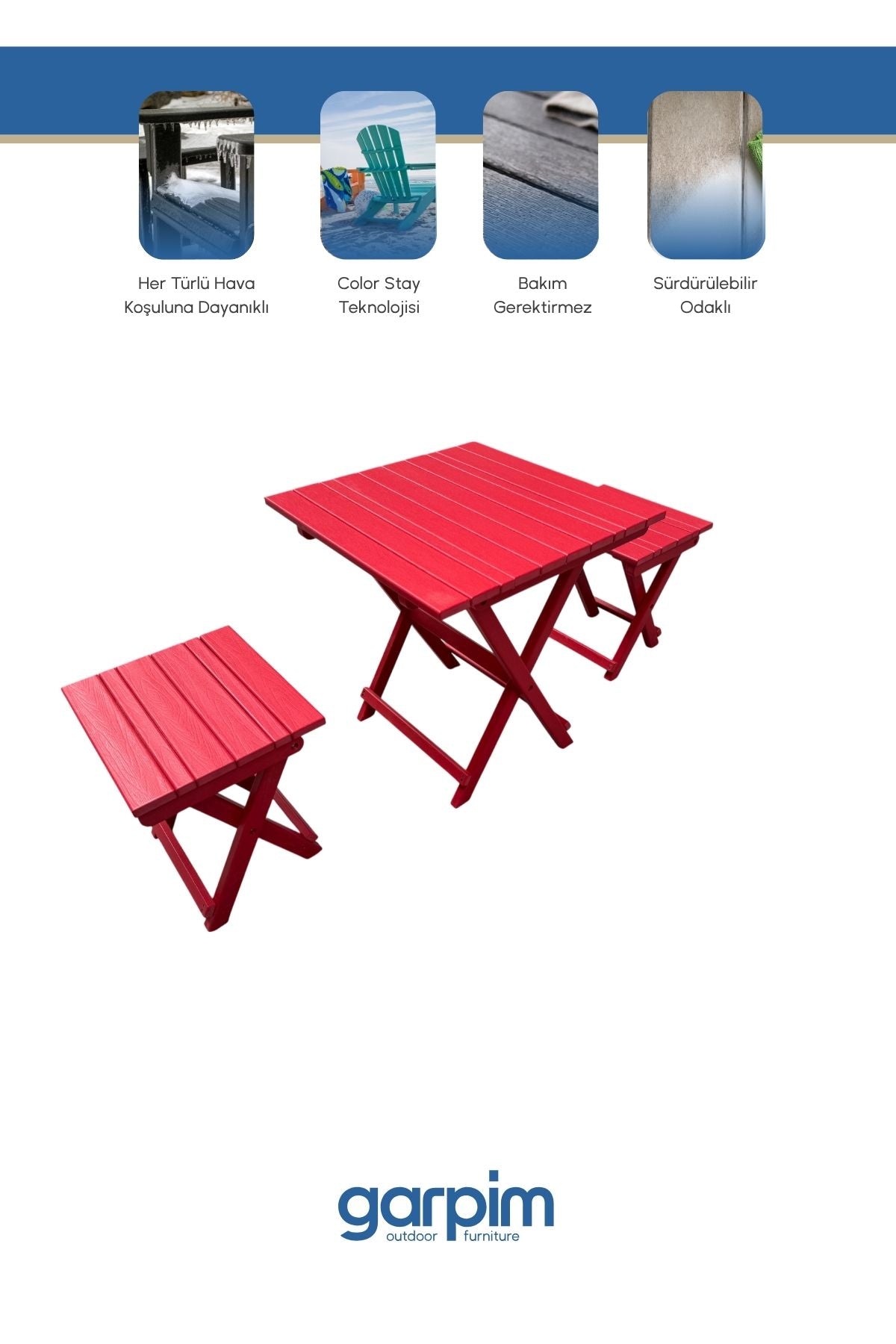 2+1 Folding Garden Set Red