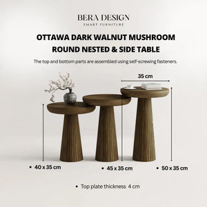 Ottawa Dark Walnut Mushroom Round Nested & Side Table Bera Design