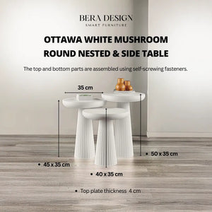 Ottawa White Mushroom Round Nested & Side Table Bera Design