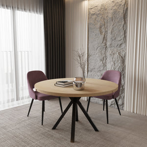 Pegasus Oak Round to Rectangular Extendable Dining Table Up to 6 Seater Dining Table