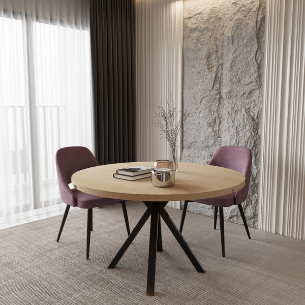 Pegasus Oak Round to Rectangular Extendable Dining Table Up to 6 Seater Dining Table