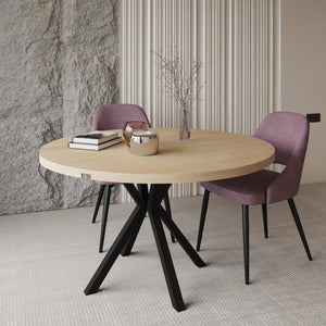 Pegasus Oak Round to Rectangular Extendable Dining Table Up to 6 Seater Dining Table