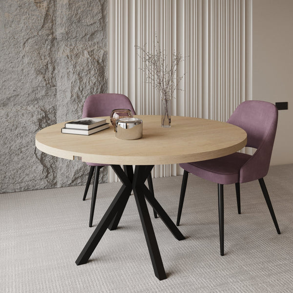 Pegasus Oak Round to Rectangular Extendable Dining Table Up to 6 Seater Dining Table