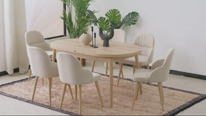 Table à manger extensible blanche Butterfly jusqu'à 8 places avec rangement