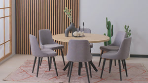 Pegasus Oak Round to Rectangular Extendable Dining Table Up to 6 Seater