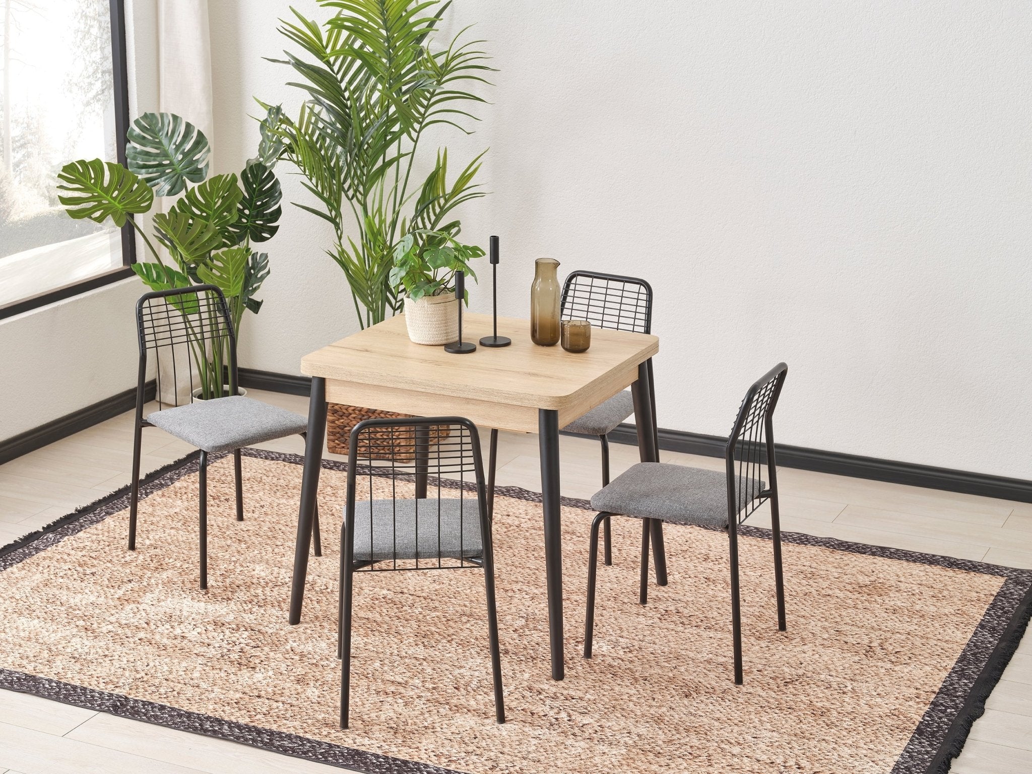 Brenda  Black Legs Classic Extendable Dining Table Set