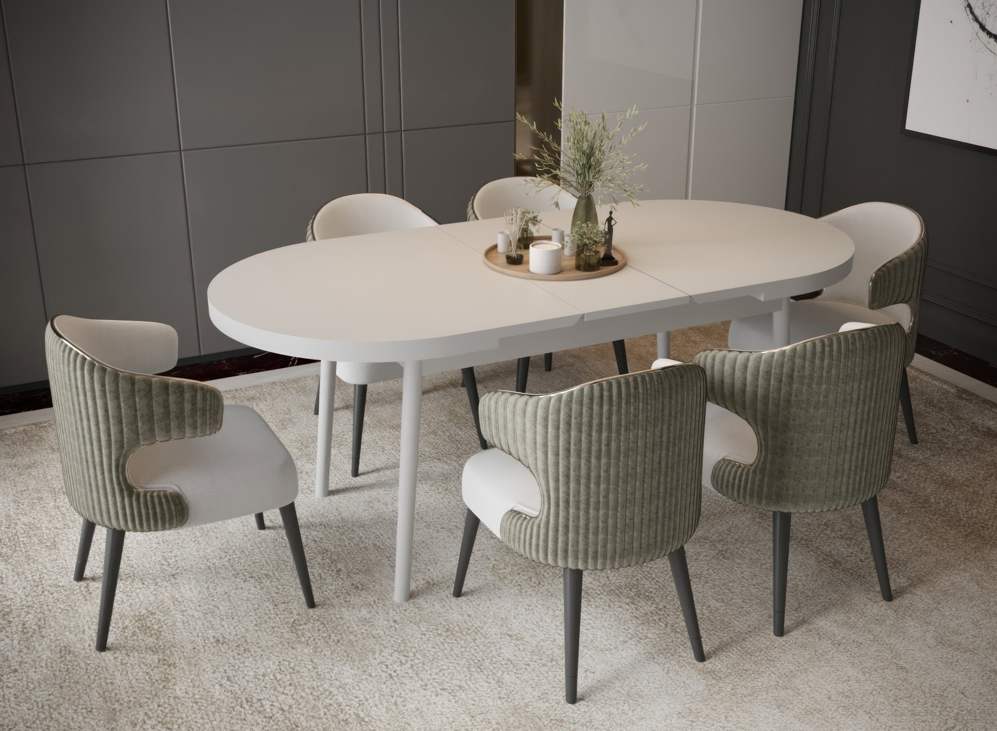 Butterfly White Extendable Dining Table Up To 8 Seater with Storage