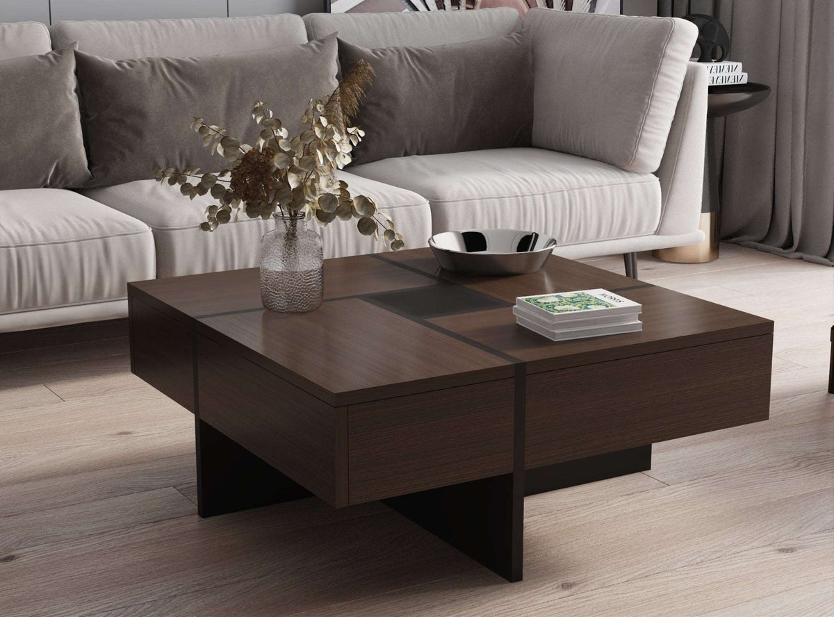 Futuristic Dark Walnut Coffee Table