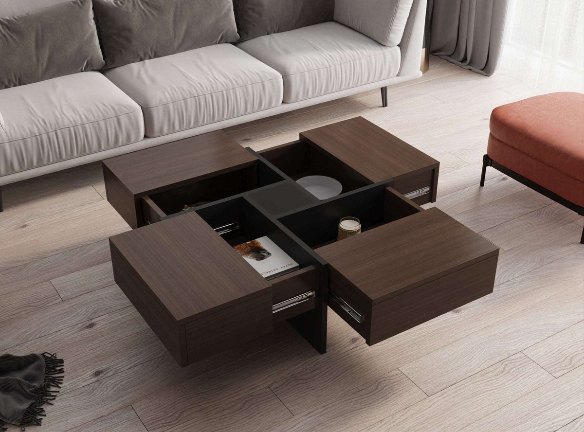 Futuristic Dark Walnut Coffee Table