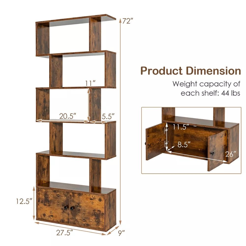 Magic 5 Tiers Industrial Design Bookcase with Storage    