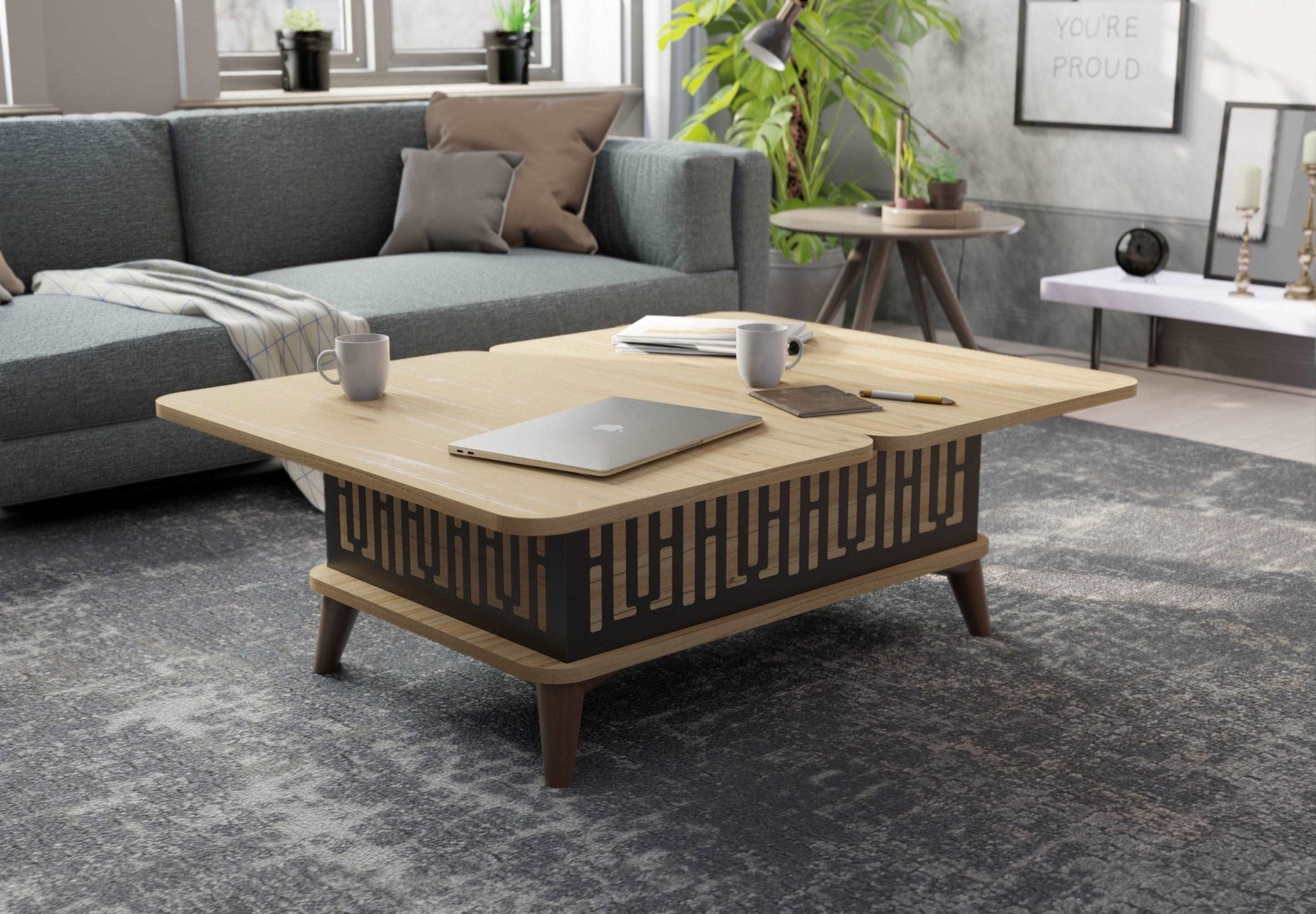 Magic Oak City Extendable Coffee & Dining Table 6 in 1    