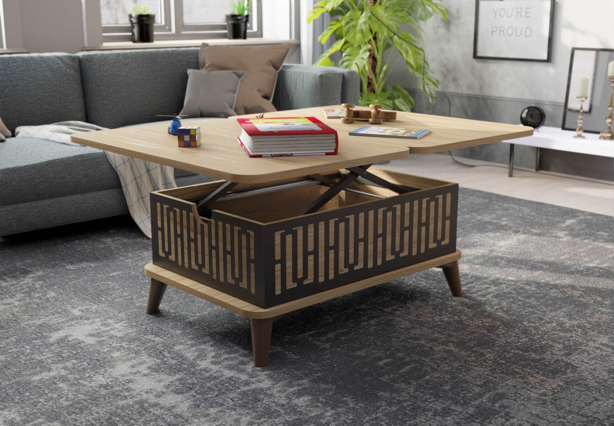 Magic Oak City Extendable Coffee & Dining Table 6 in 1    