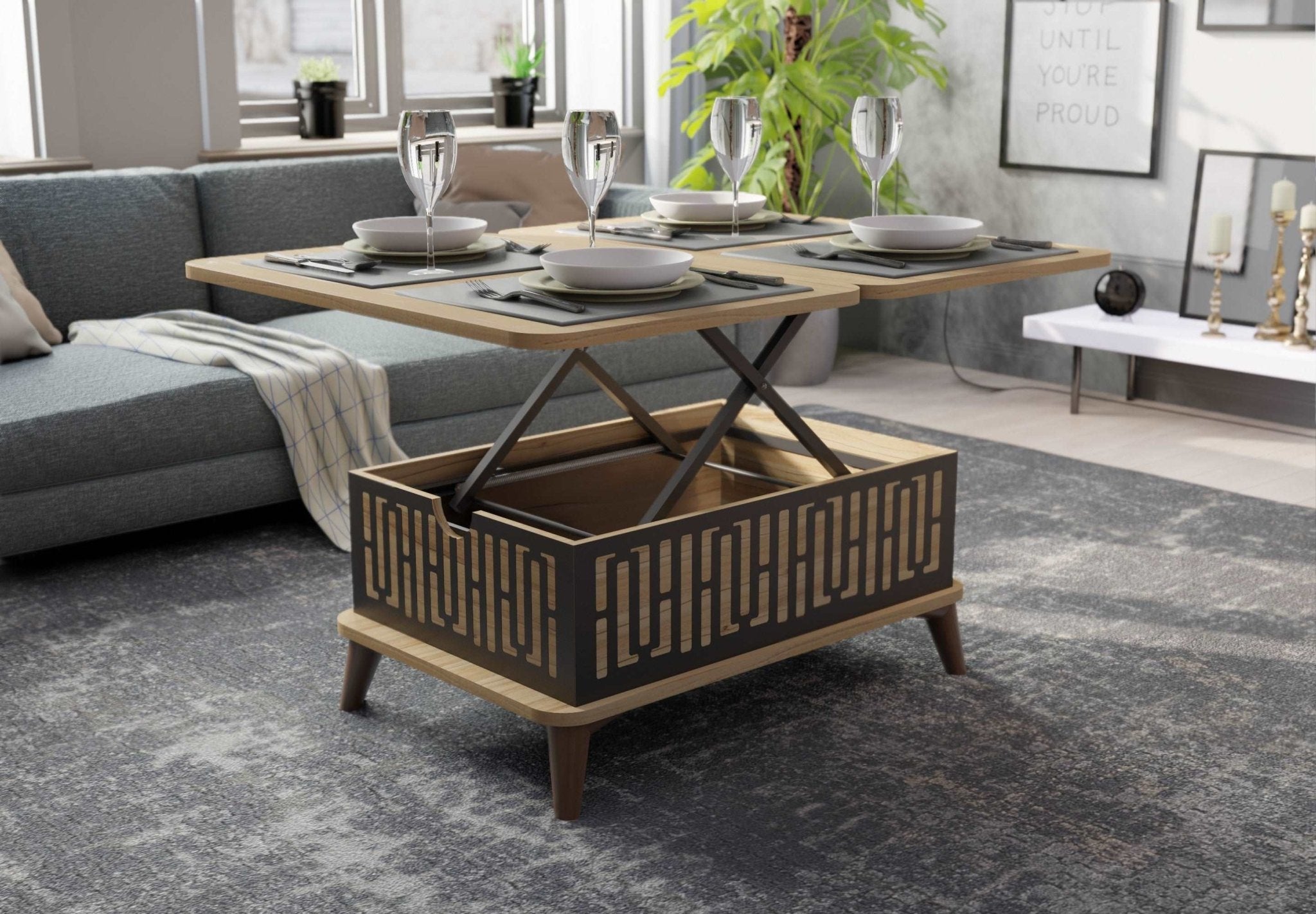 Magic Oak City Extendable Coffee & Dining Table 6 in 1    