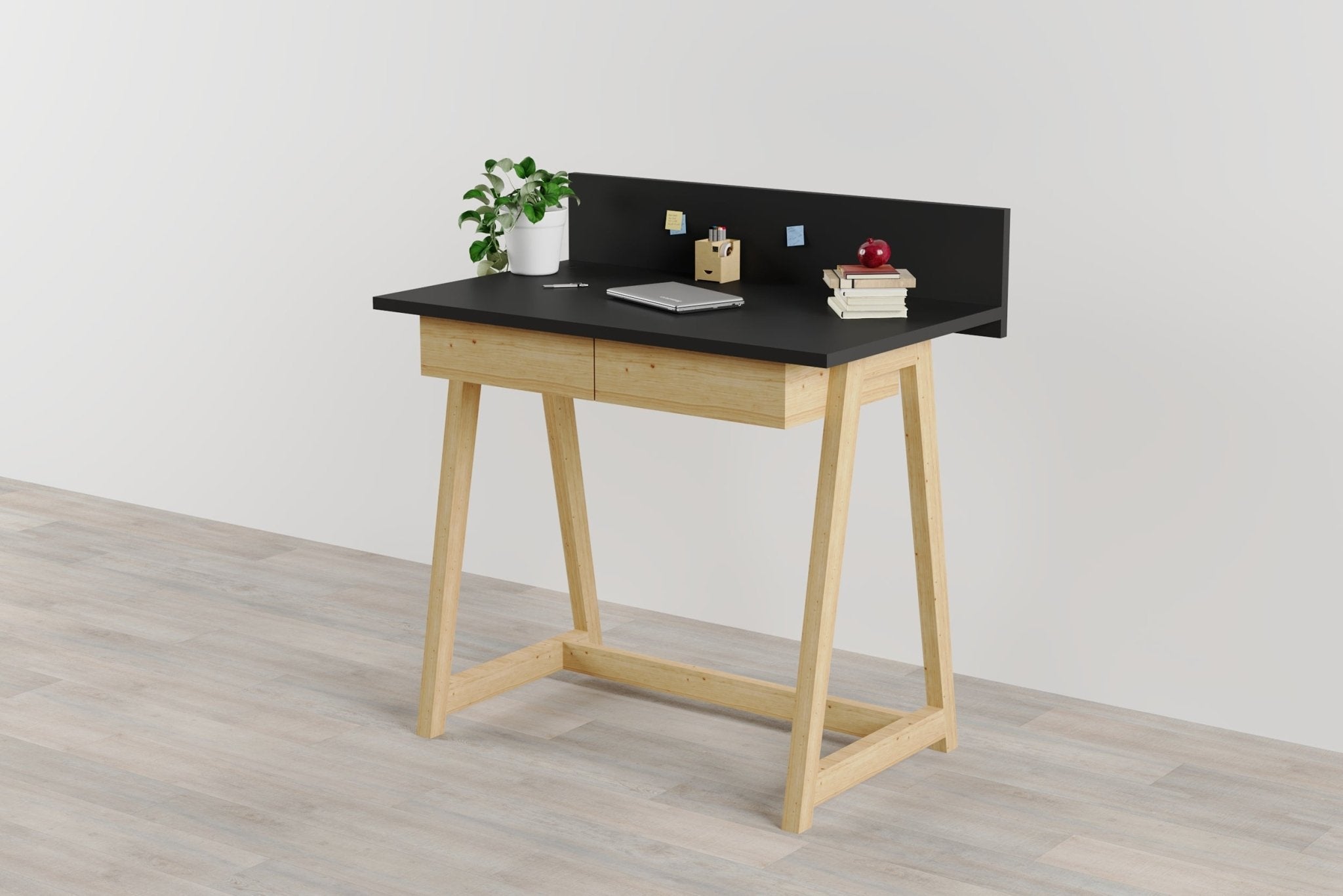 Memphis Black Wooden Writing Desk with 2 Drawers    