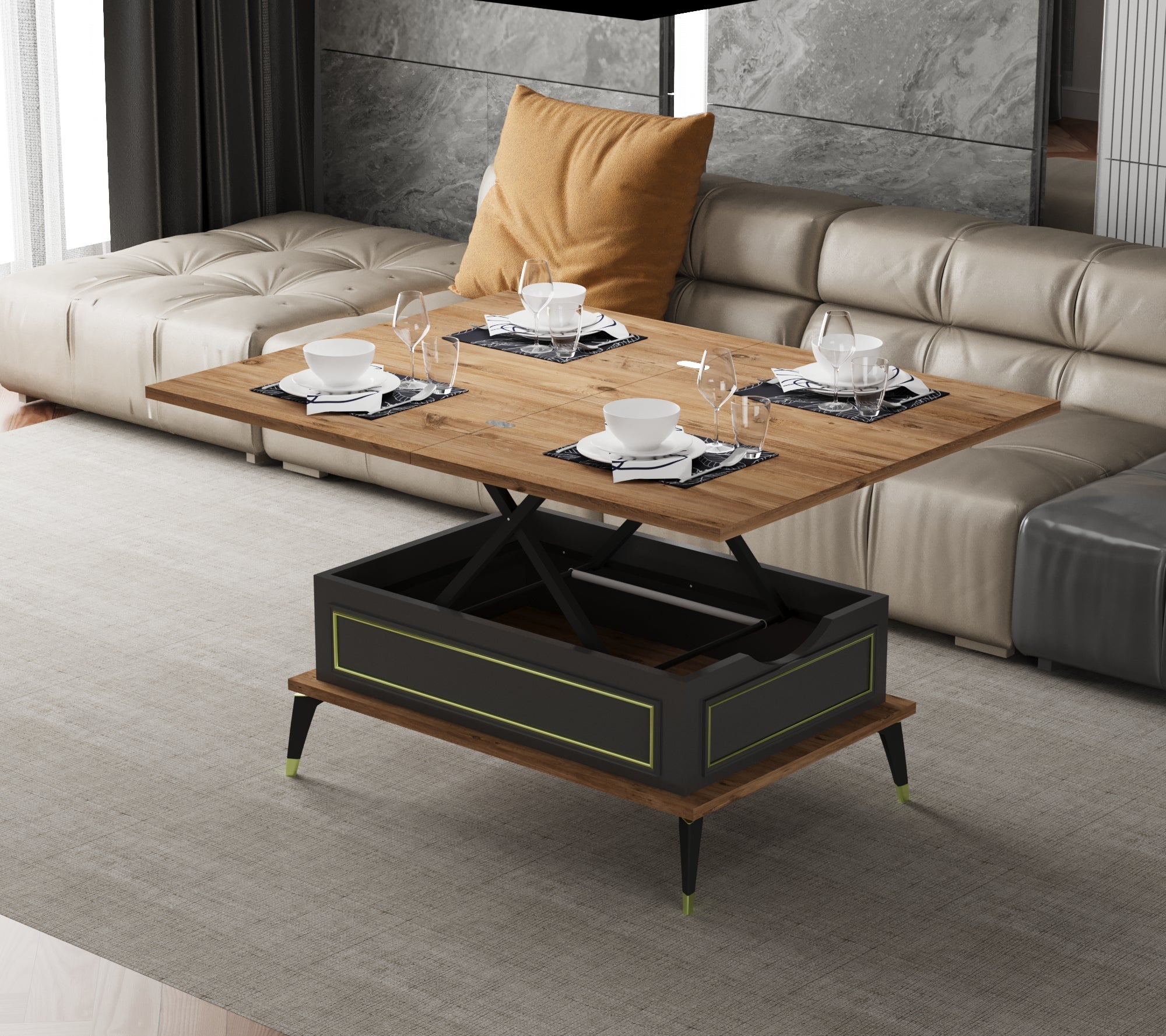 Magic Menta Extendable Coffee & Dining Table 6 in 1    