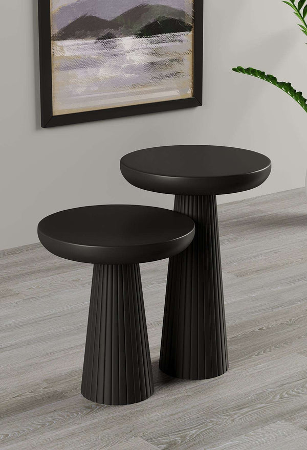 Ottawa Black Mushroom Round Nested & Side Table  Small + Large (2pcs)  