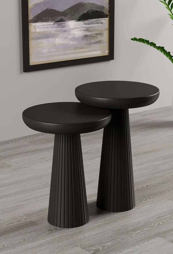 Ottawa Black Mushroom Round Nested & Side Table  Medium + Large (2pcs)  