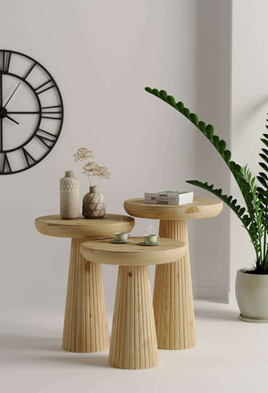 Ottawa Raw Mushroom Round Nested & Side Table    