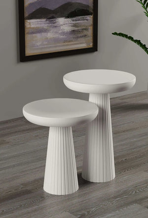 Ottawa White Mushroom Round Nested & Side Table  Small + Large (2pcs)  