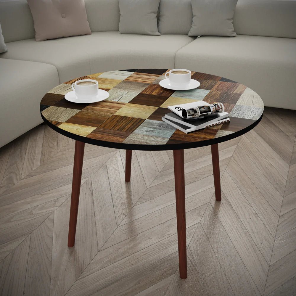 Puzzle Round Coffee Table with Different Colours    