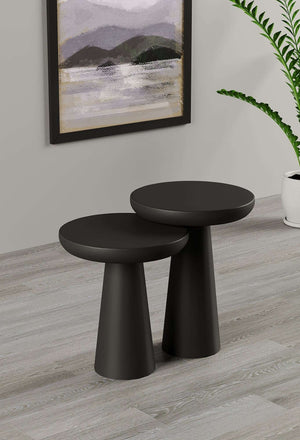 Vera Black Mushroom Round Nested & Side Table  Small + Medium (2pcs)  