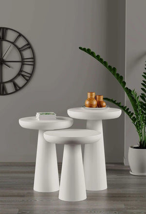 Vera White Mushroom Round Nested & Side Table    